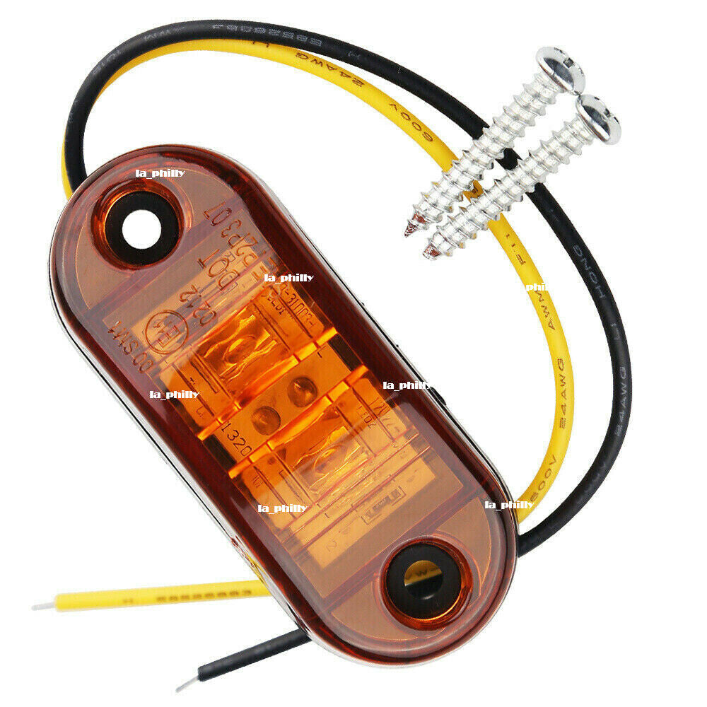 2 LED 12V / 24V Vehicles Truck Lorry Side Marker Turn Lamp Lights-Yellow Q