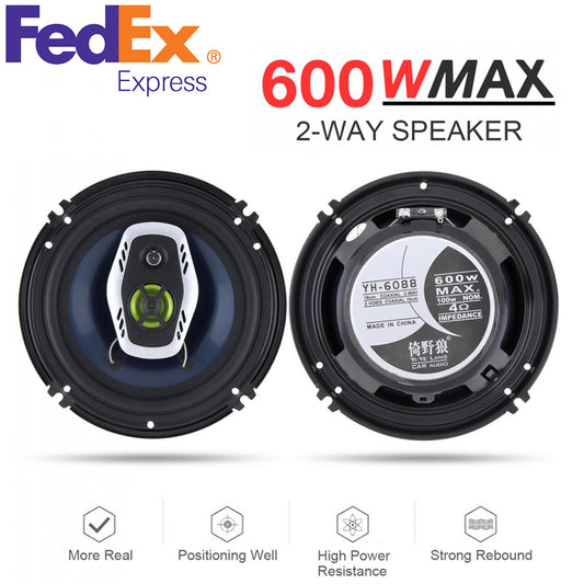 2Pcs 6.5 Inch 600W 2 Way Coaxial Hifi Car Audio Music Stereo Speakers Universal