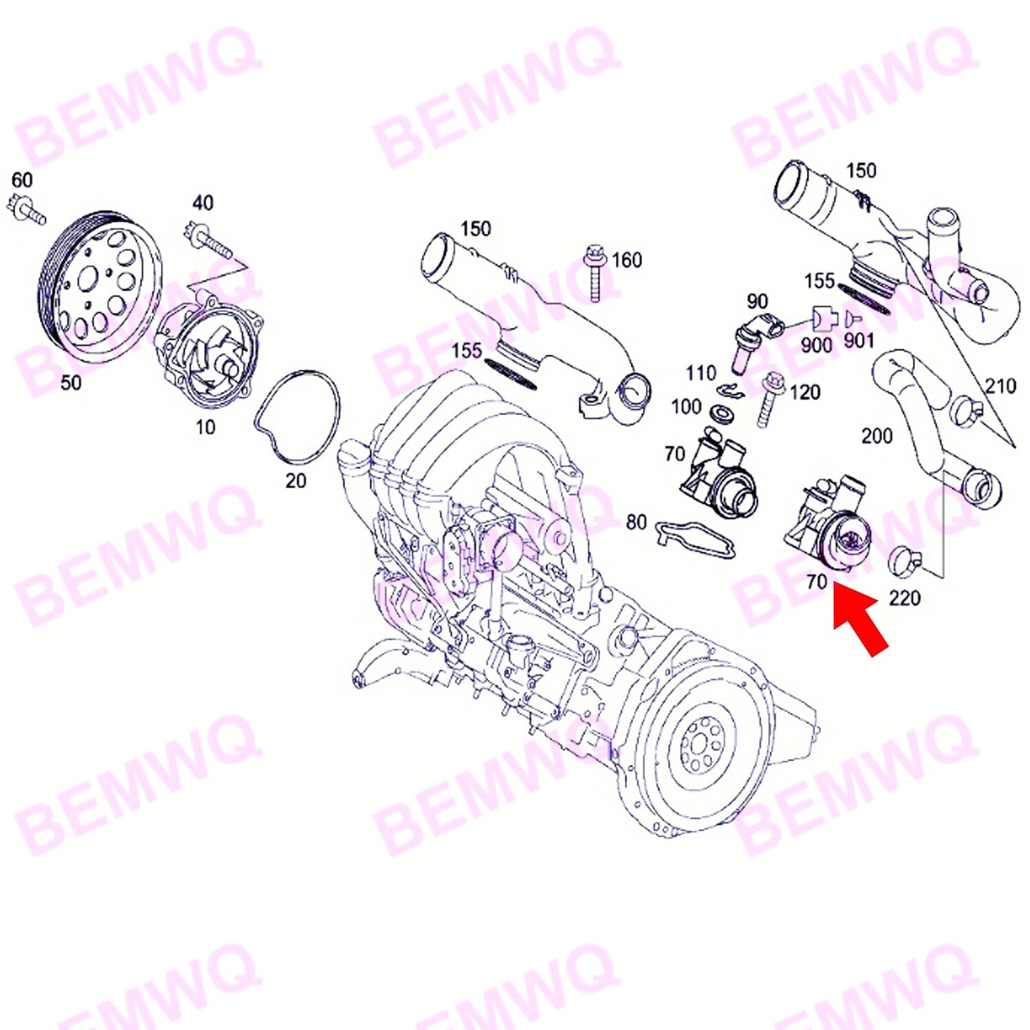 BEMWQ coolant thermostat 2662030275 is suitable for B-Classe W245 B200- n