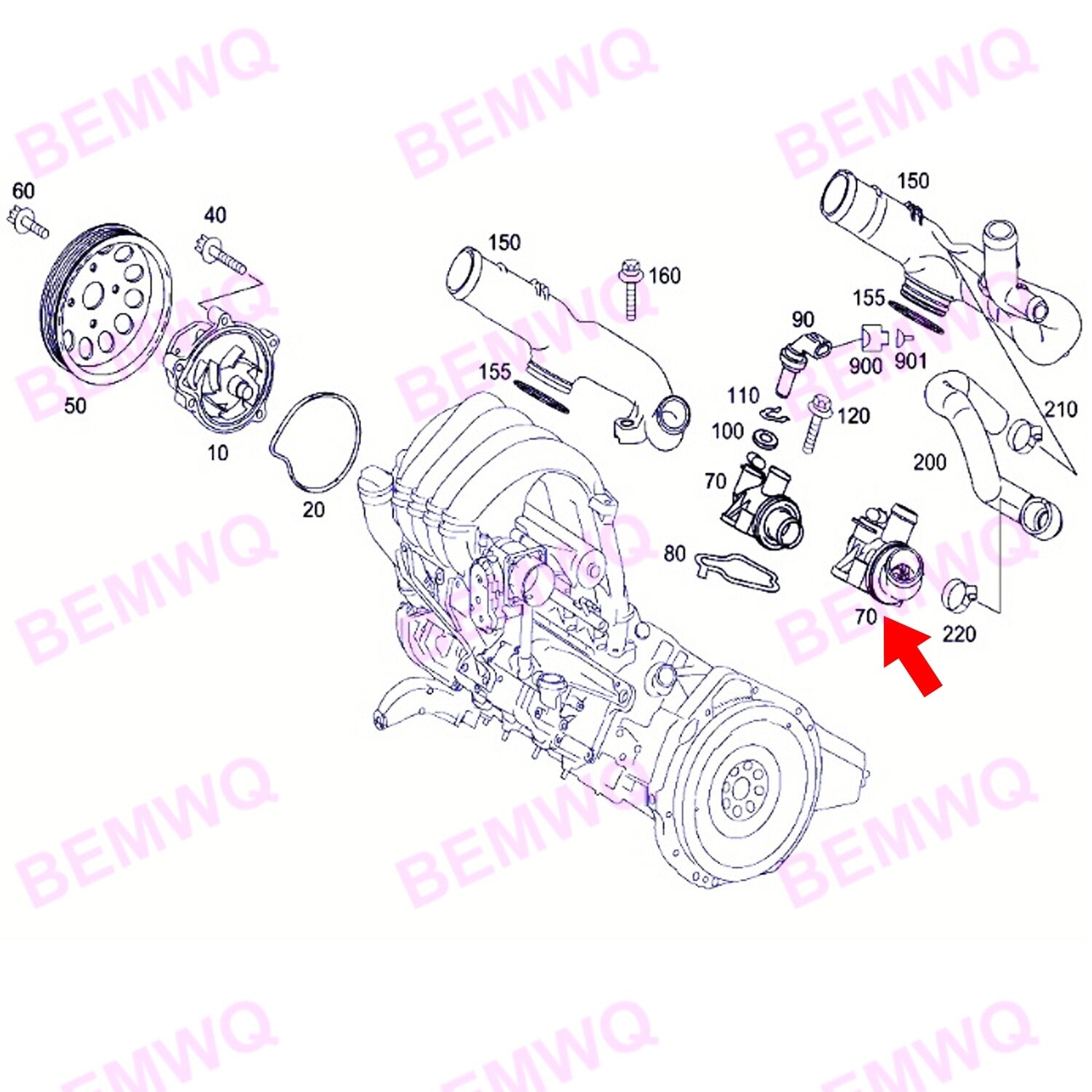 BEMWQ coolant thermostat 2662030275 is suitable for B-Classe W245 B200- n