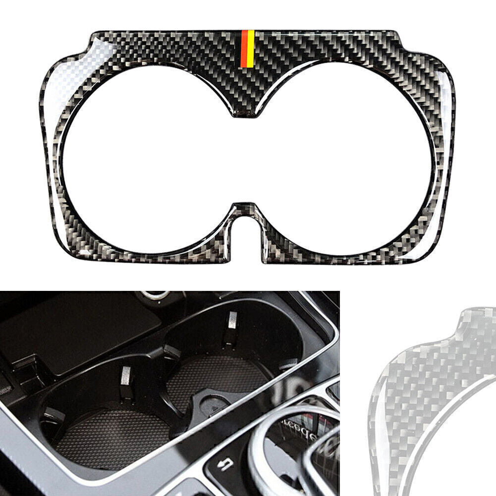 Carbon Fiber Water Cup Holder Frame Cover Trim for Mercedes-Benz C Class W205