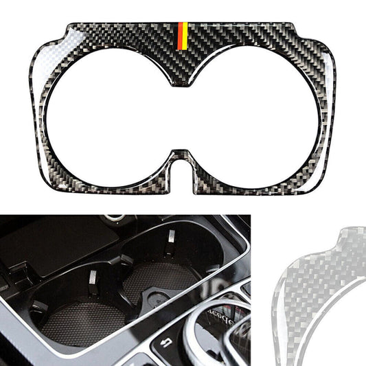 Carbon Fiber Water Cup Holder Frame Cover Trim for Mercedes-Benz C Class W205