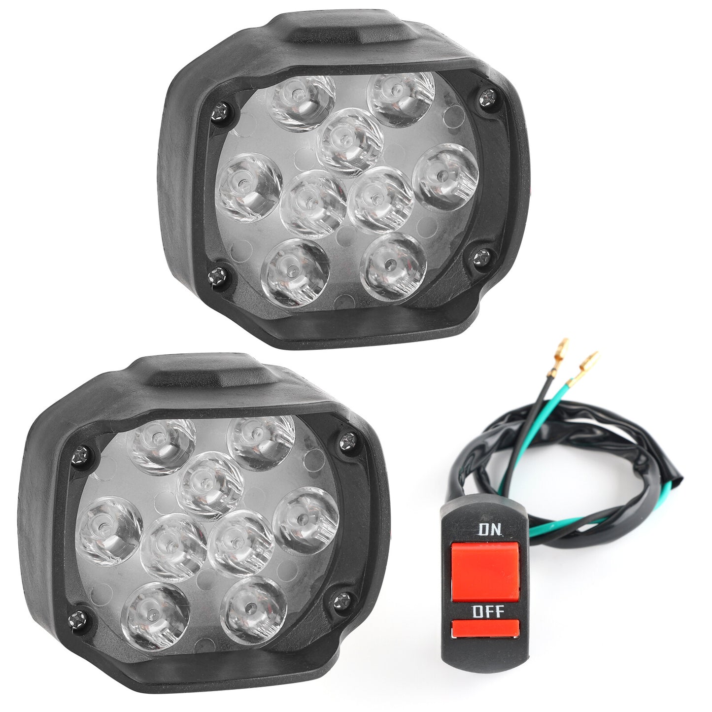 9LED Motorcycle Headlight with Switch Auxiliary Spotlight Motorcycle Scooter 12V Q