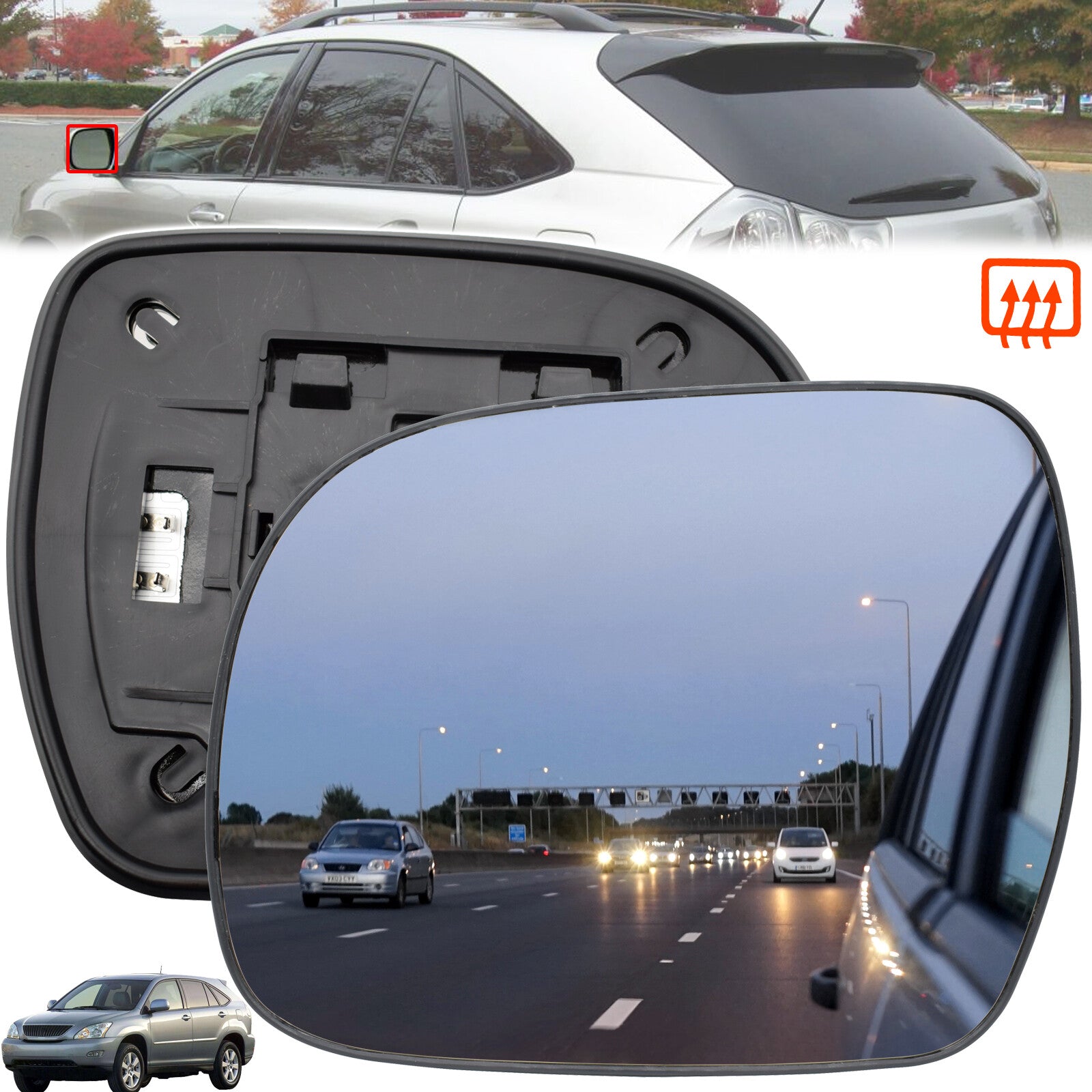 for Lexus RX300 RX330 RX350 RX400H 2003-2008 Left Side Wing Mirror Glass Heated Q