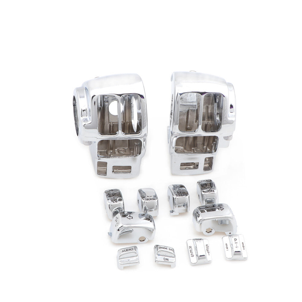 Chrome Switch Housing Cover+10pcs Button Cap for Harley Electra Road Glide 96-13 Q
