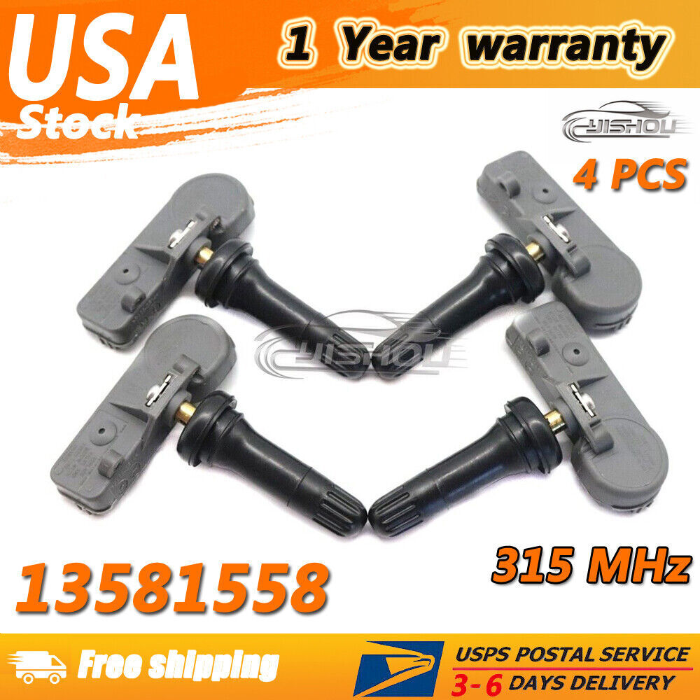 Set (4) 13581558 NEW Tire Pressure Monitor Sensors TPMS For GM for Chevy for GMC 315MHz