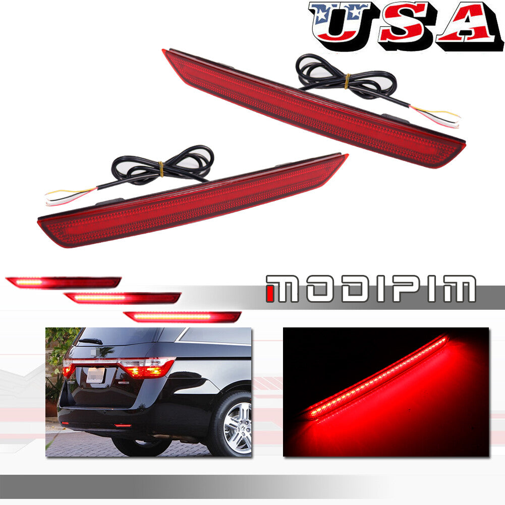 Suitable for 11 - 17 for Honda Odyssey Red Lens Red LED Tail Brake Sequential Signal Light Kit - v