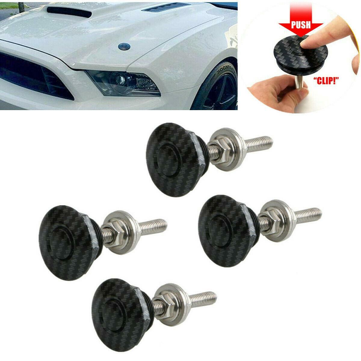 Install Bonnet Racing Safety Shield Pin Lock Kit - 4-Piece Carbon Fiber Exterior n