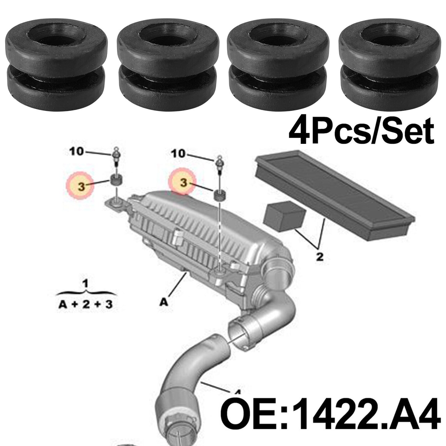 4X BRACKET AIR FILTER HOUSING for CITROEN C3,C4 C5 AIRCROSS PICASSO JUMPY BERLINGO Q