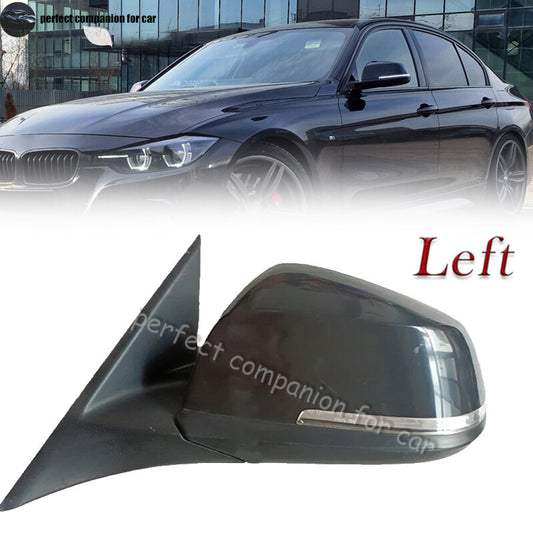 Power folding left-side door mirror for BMW 3 Series F30 2011-2018, Black. Q