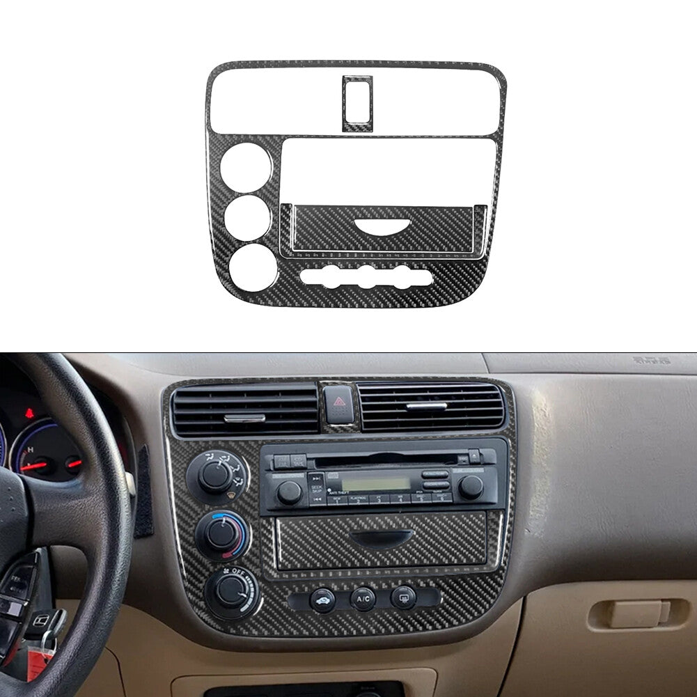 4X Carbon Fiber Interior Central Console Cover Trim for Honda for Civic 2003-2005 B