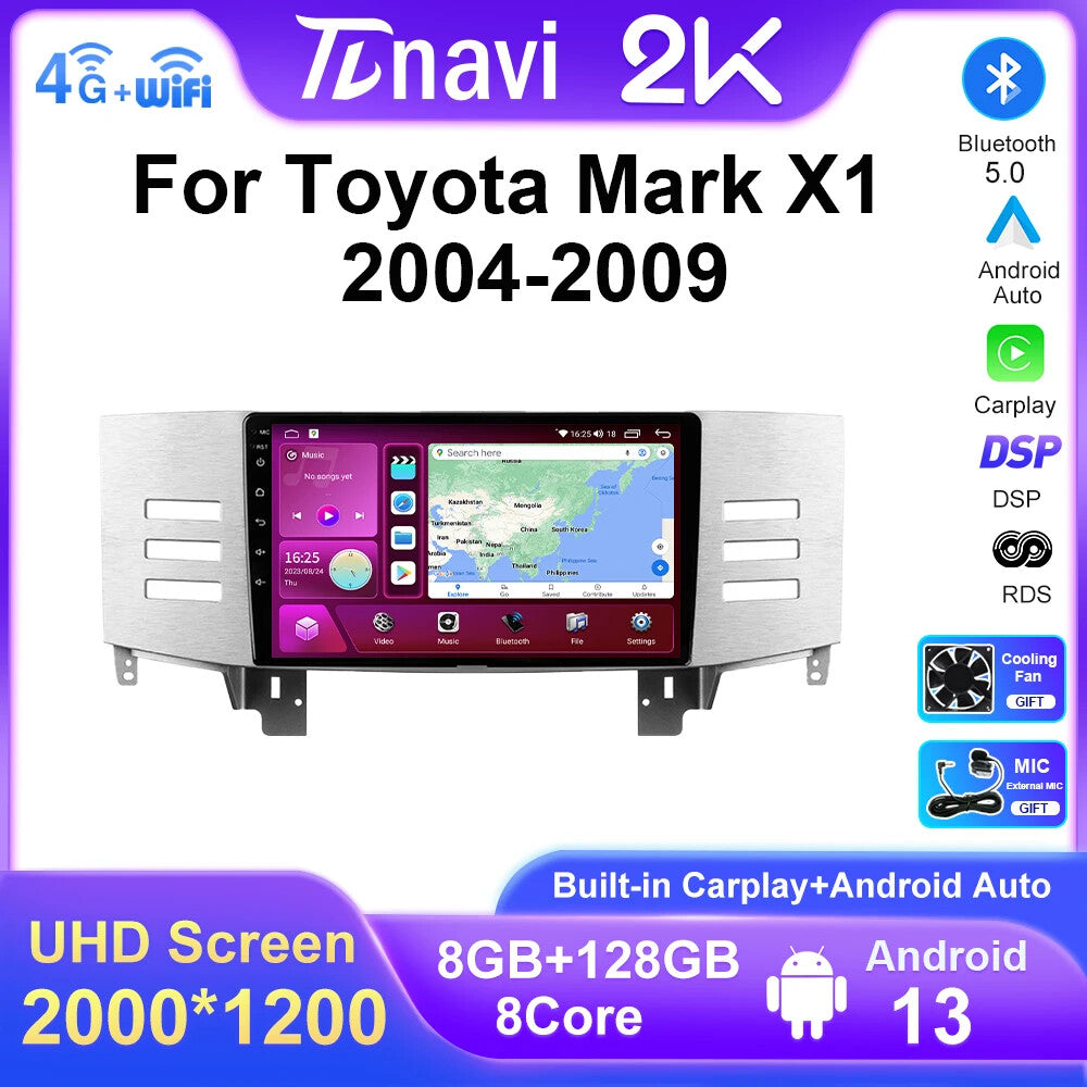 for Toyota Mark X1 2004-2009 Multimedia Android Auto Car Radio GPS Navi Player