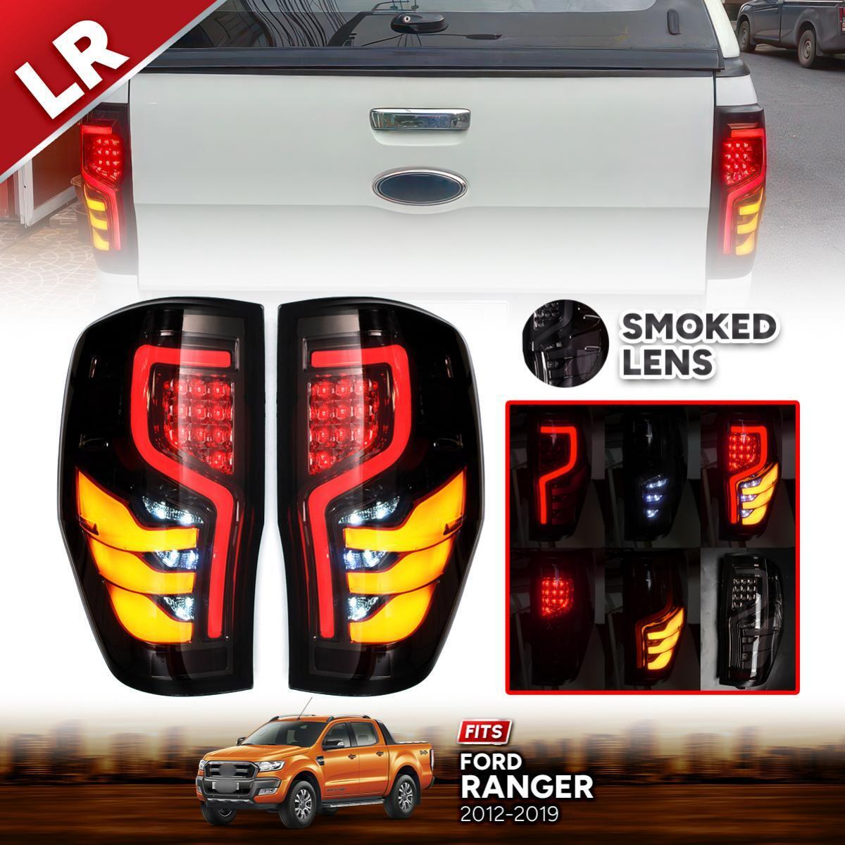 Taillights, LED, black, suitable for Ford Ranger T6 XLT PX Wildtrak pickups 2012-19