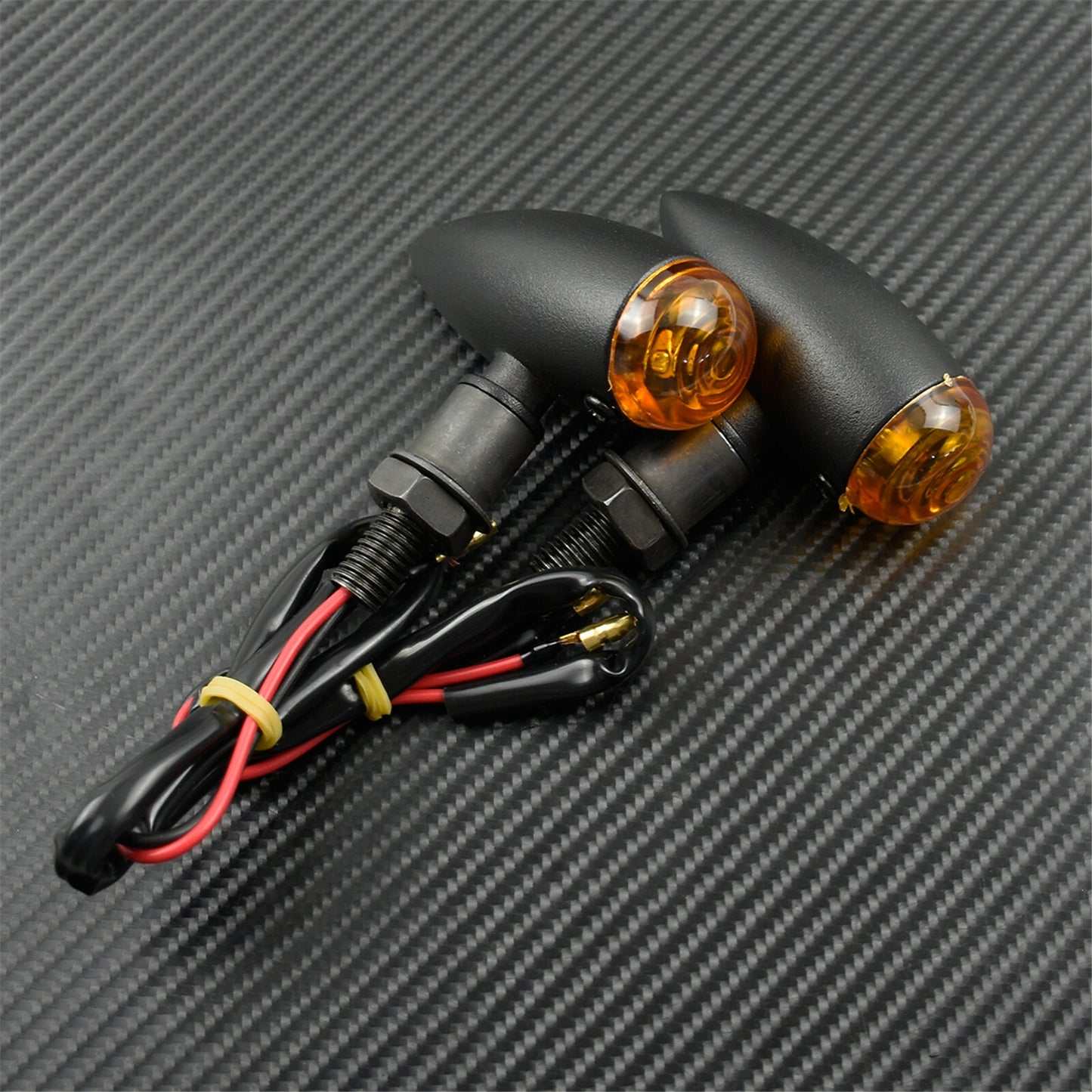 2X 10mm Amber LED Bullet Turn Signal Indicator Light Fit For Bobber Cafe Racer Q