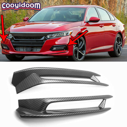 Carbon fiber front fog light cover trim for 2018, 2019, and 2020 for Honda Accord with ABS