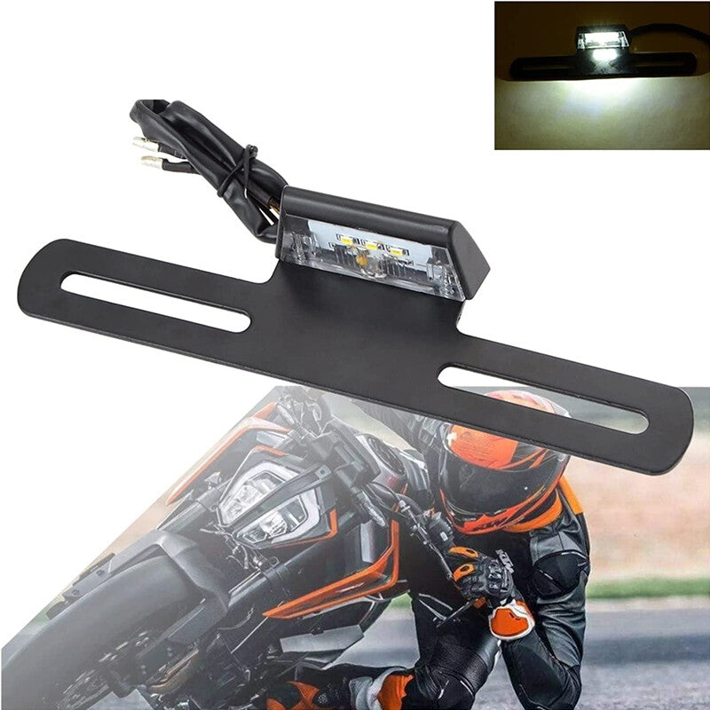 12V Motorcycle Rear License Plate Mount Holder Bracket With LED Tail Light Set v