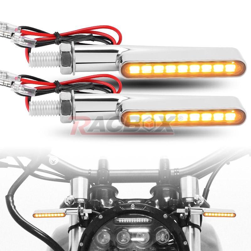 2x Sequential Flowing LED Motorcycle Turn Signal Blinker Indicator Light Chrome