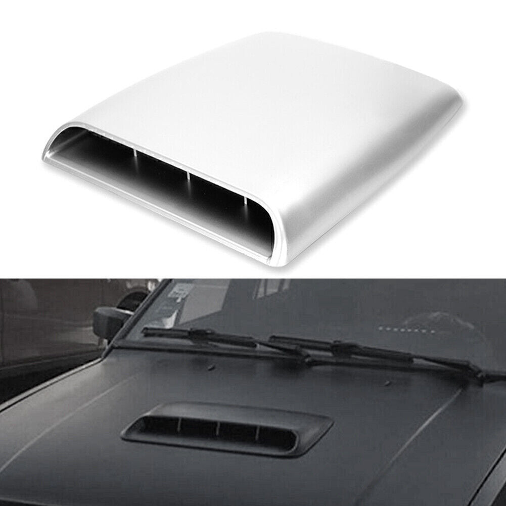 Silver Decorative Air Flow Intake Scoop Bonnet Vent Cover Hood Universal