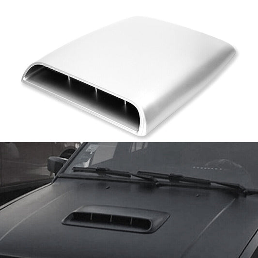 Silver Decorative Air Flow Intake Scoop Bonnet Vent Cover Hood Universal