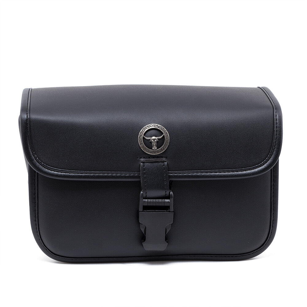 Motorcycle PU Leather Black Rectangle Tool Bag Storage Pouch Basket for Honda Q