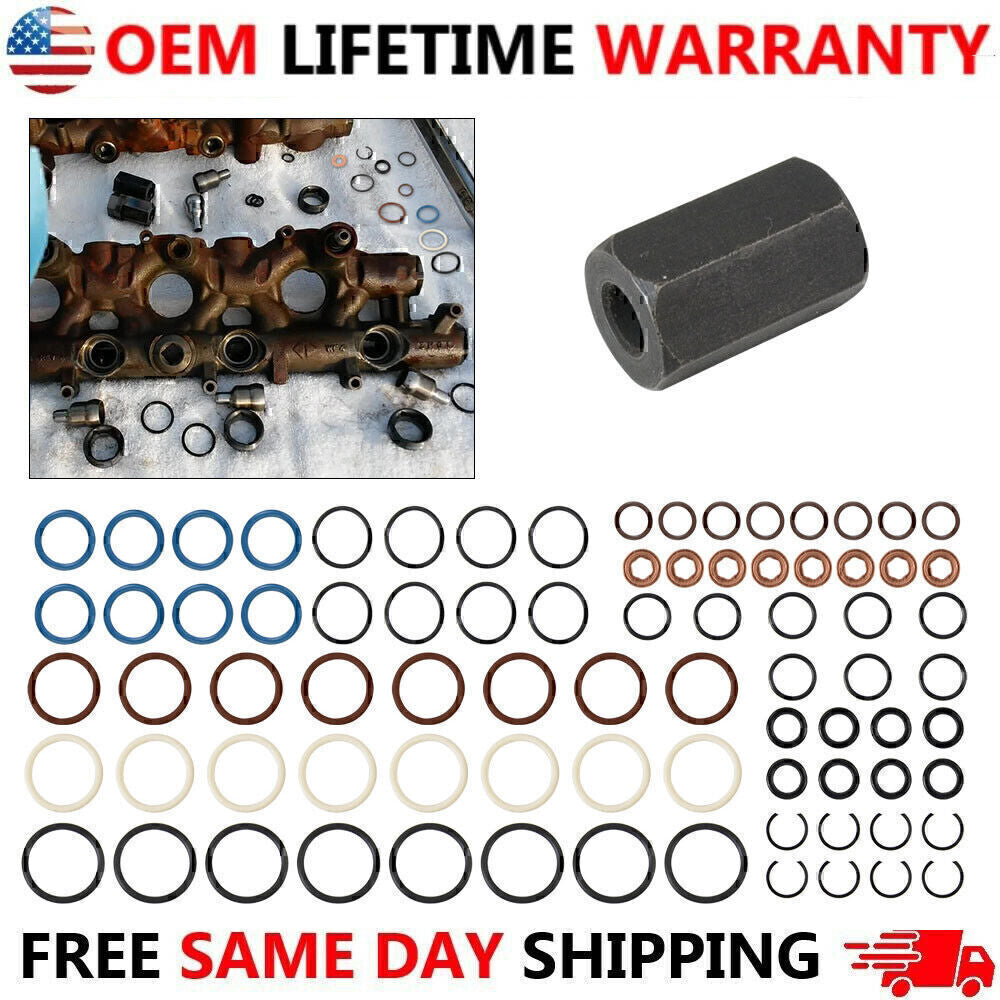 Oil Rail Leak Repair Kit Tool O-rings + Injector Seal for Ford 6.0L