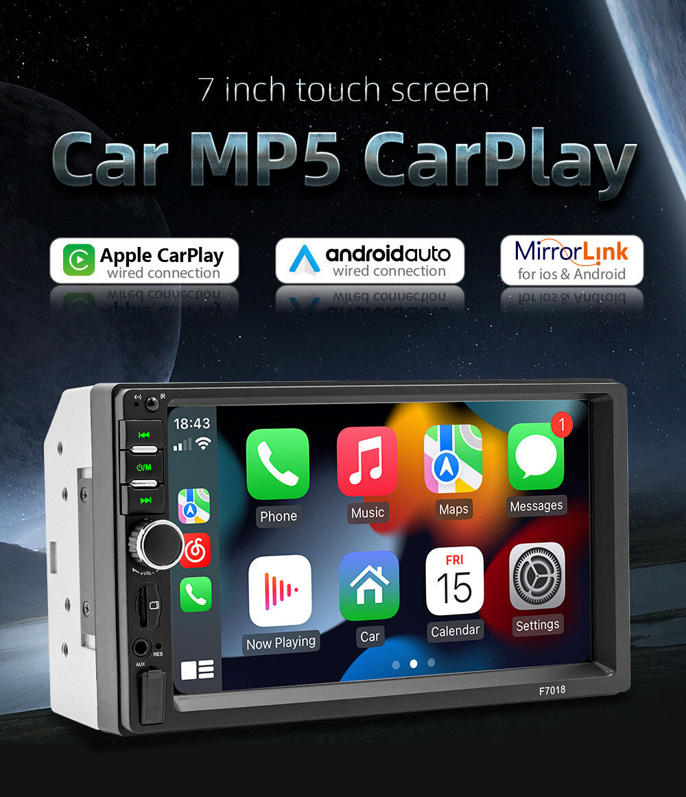7in Car Radio Stereo Bluetooth For Carplay Android Auto Touch Screen Double 2Din Q