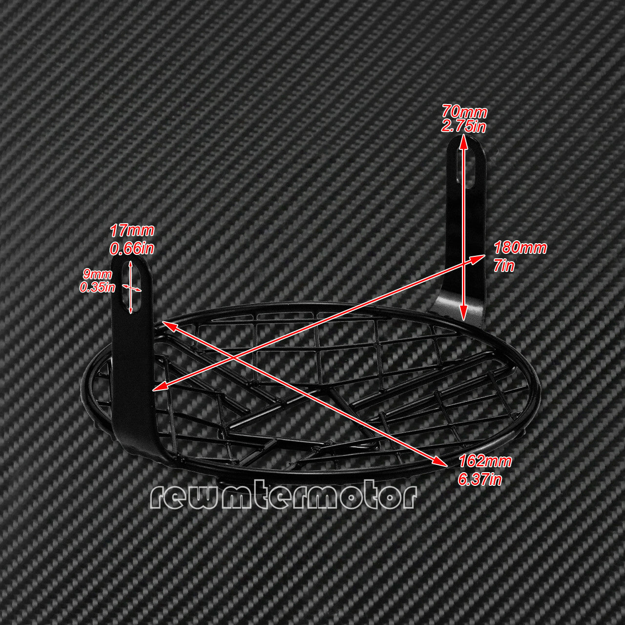 6.3 Motorcycle Front Black Headlight Stripe Grill Mesh Lattice Grid Cover Mount
