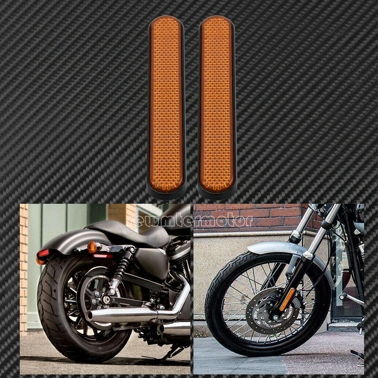 Front Rear Amber Reflector Sticker Saddlebag Latch Fork Fit for Harley Low Riders Q