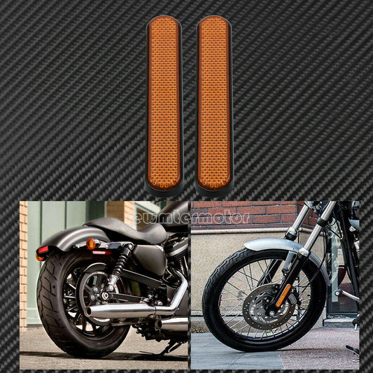 Front Rear Amber Reflector Sticker Saddlebag Latch Fork Fit for Harley Low Riders Q