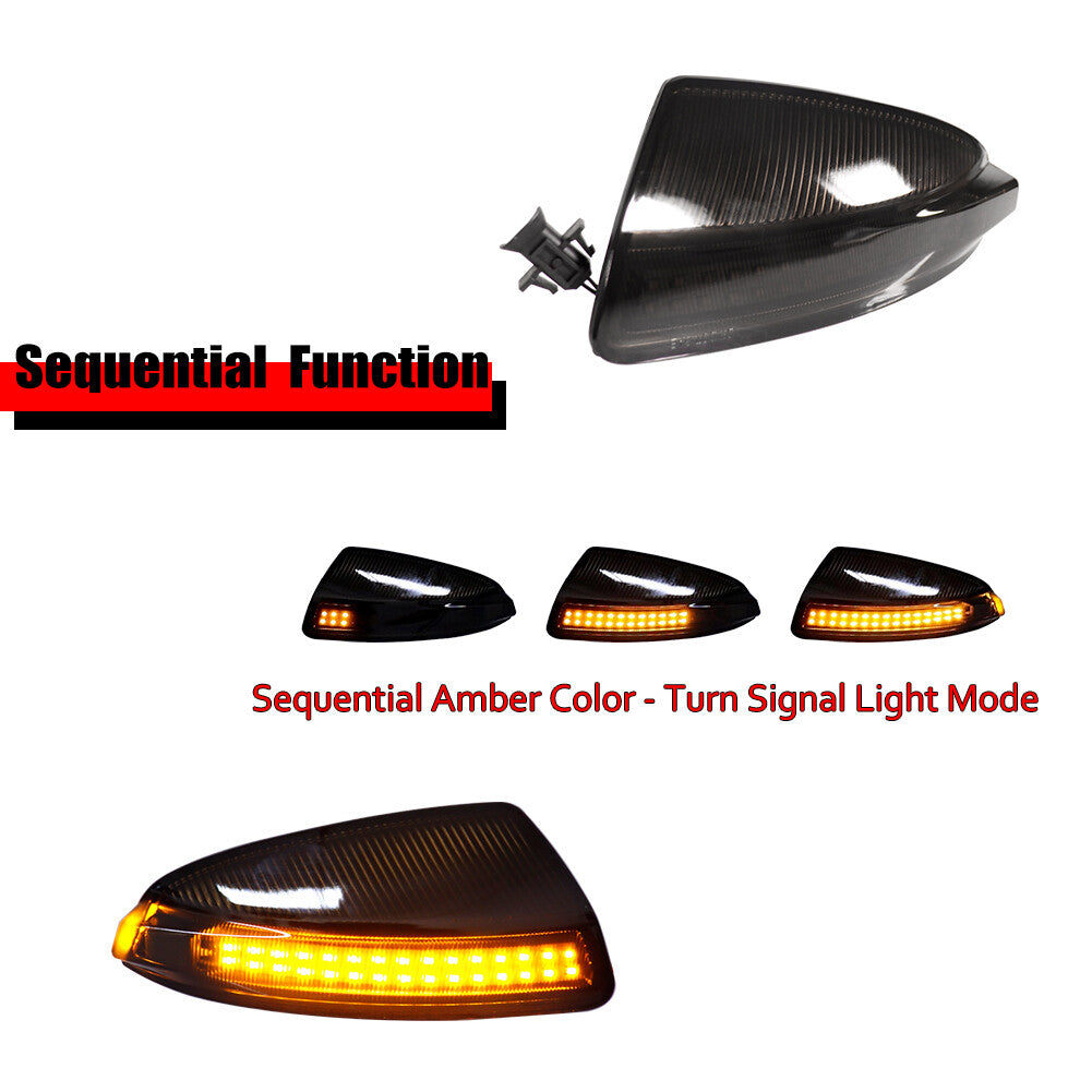 Smoked with amber LED sequential side mirror lights for W204 S204 W639- v