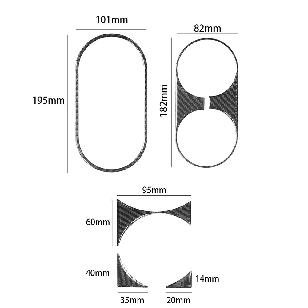 5X Carbon Fiber Cup Holder Frame Trim for Jeep for Wrangler 2007-2010