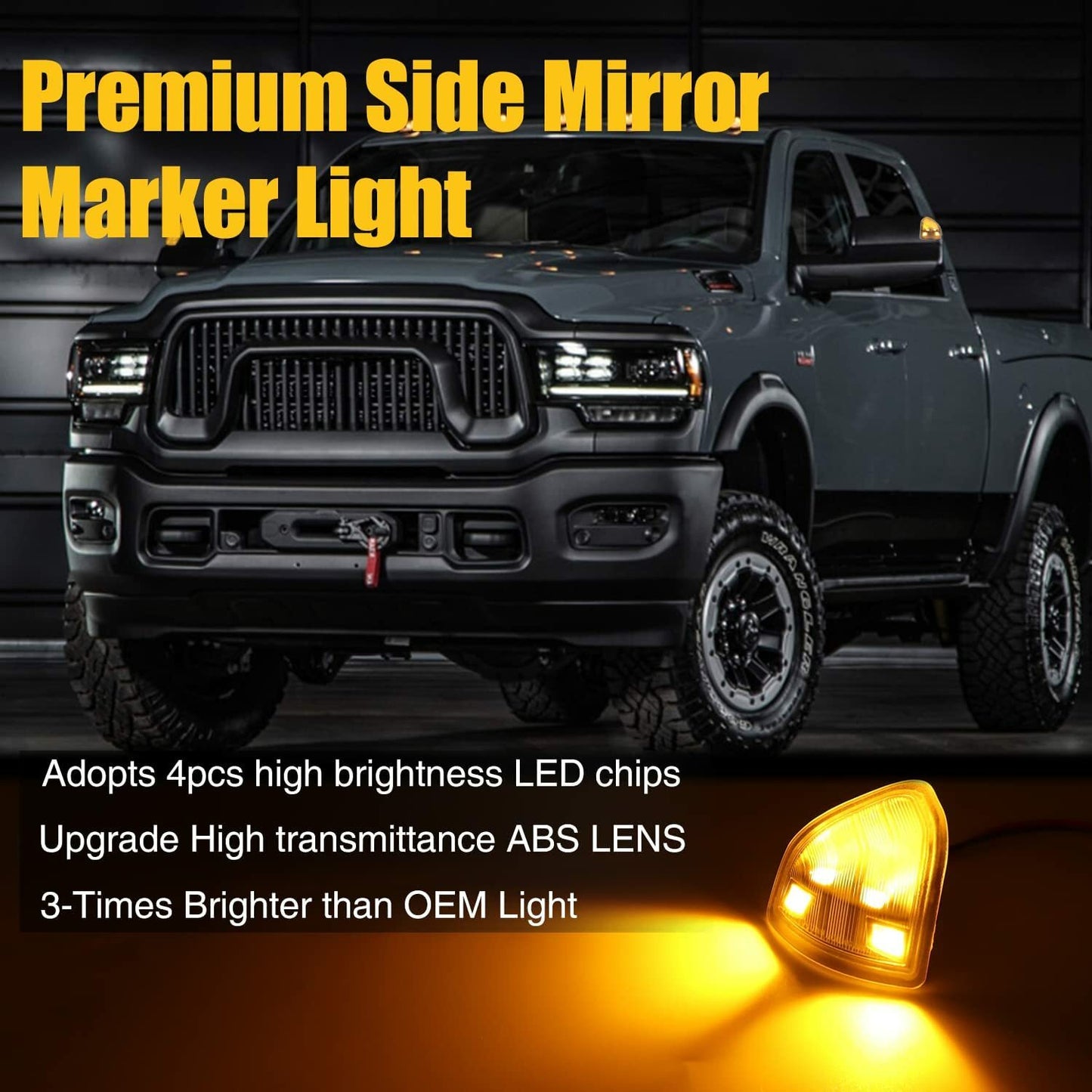 2. Amber Clear Len LED Side Mirror Turn Signal Lights for Dodge for Ram 1500 2500 5500 n