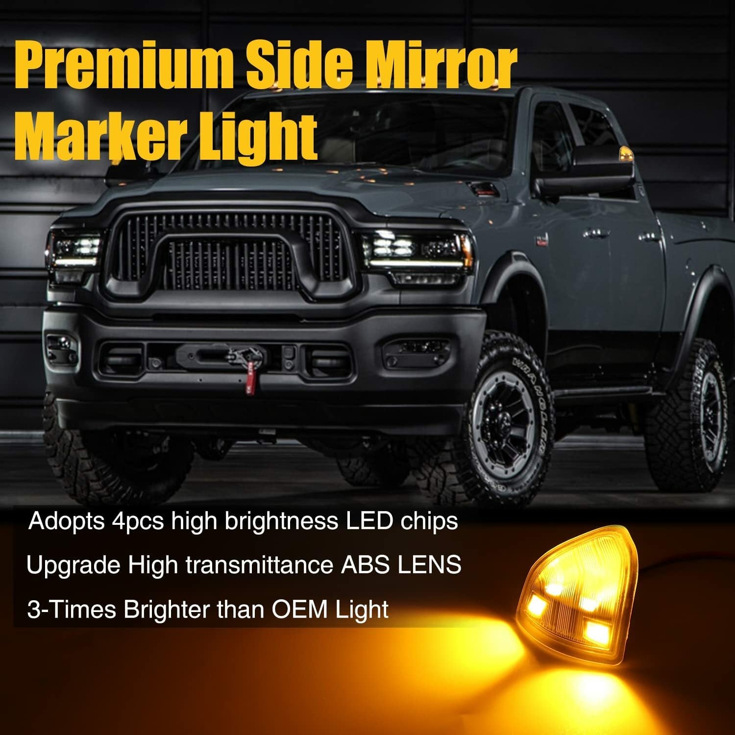 2. Amber Clear Len LED Side Mirror Turn Signal Lights for Dodge for Ram 1500 2500 5500 n