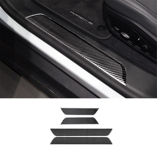 4pcs Carbon Fiber Built-In Threshold Cover Trim for Porsche Taycan 2019-2022