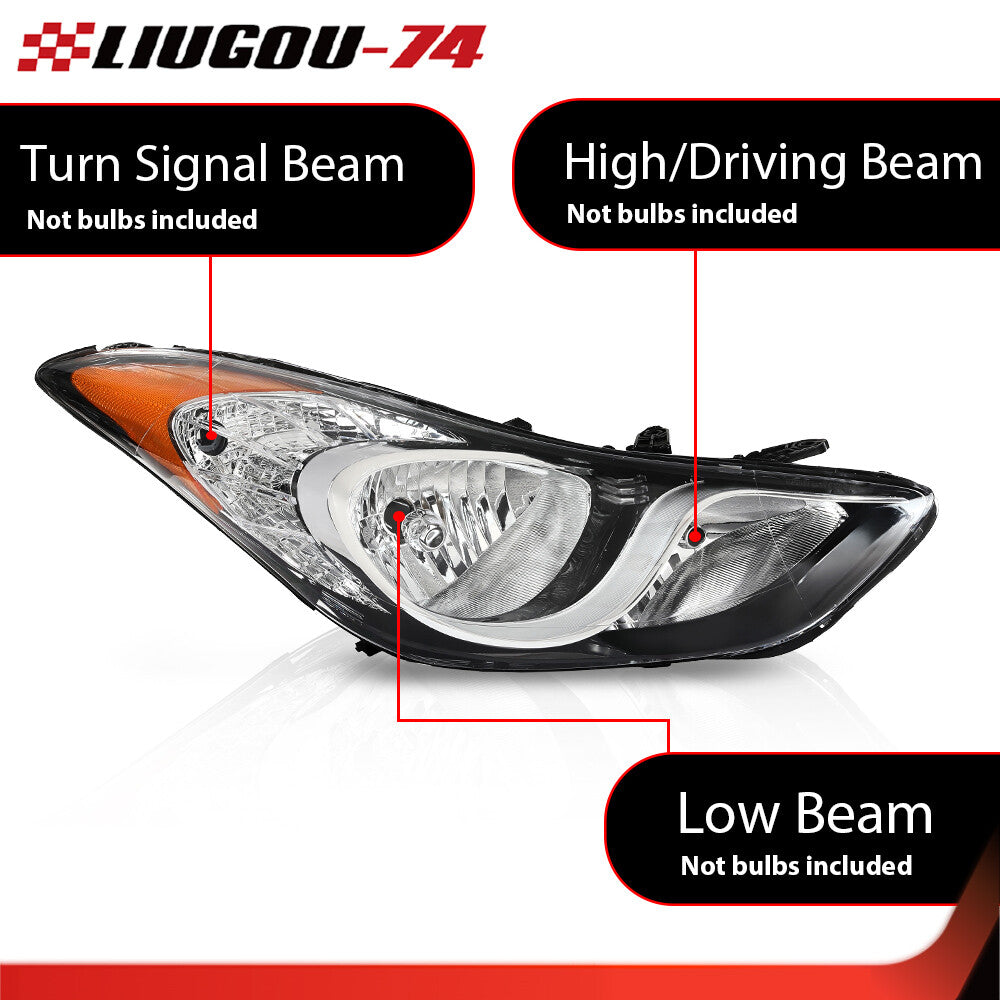 Halogen headlight assembly suitable for 2011-2013 for Hyundai for Elantra 921023y000- v