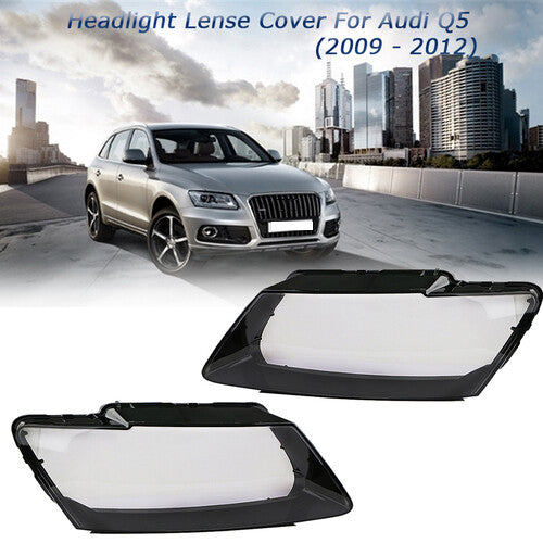 pair of transparent headlight lens cover protective covers for left and right glass of for Audi Q5 2009-2012.