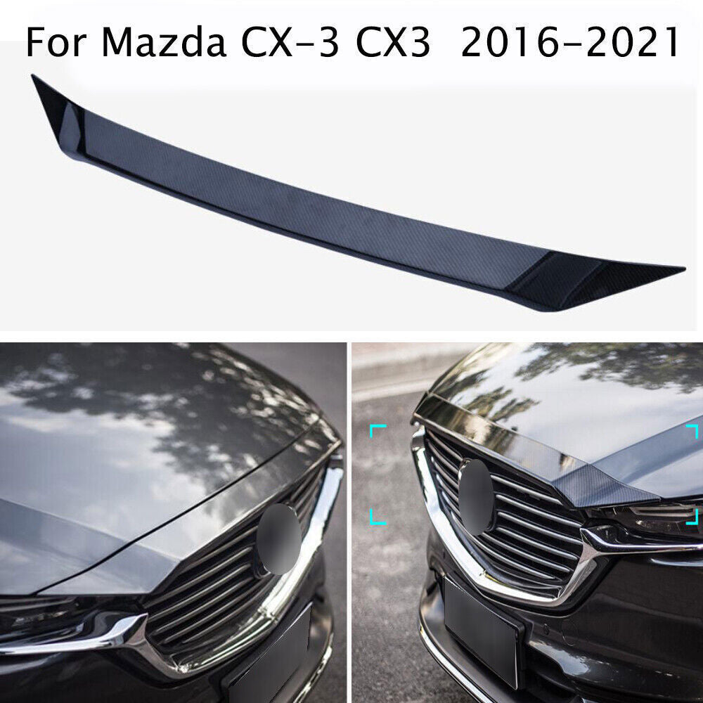 1P Carbon Fiber Front Hood Bonnet Grille Lip Cover Trim for Mazda CX-3 CX3 16-21
