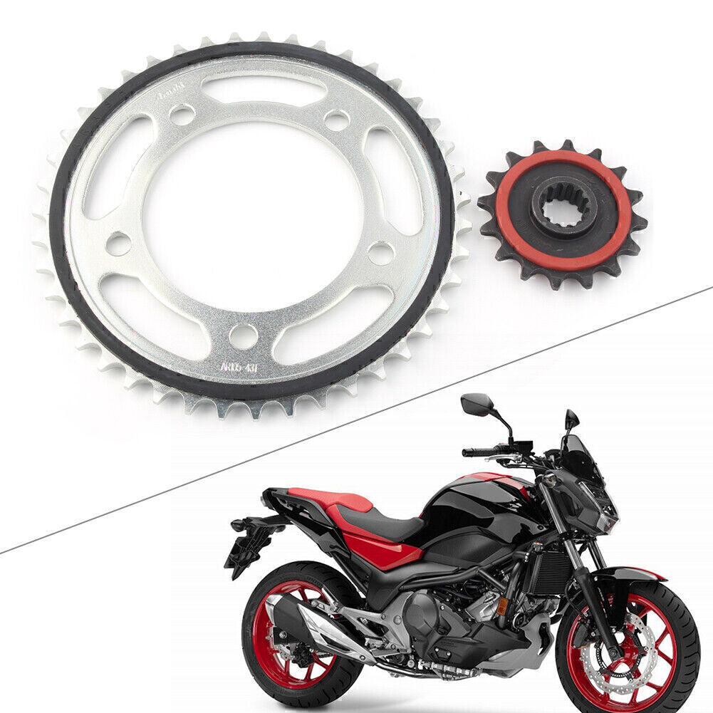 Gummiged?mpftes 16T Kettenrad vorne and hinten 43T f¨¹r for HONDA NC700 2012-2015
