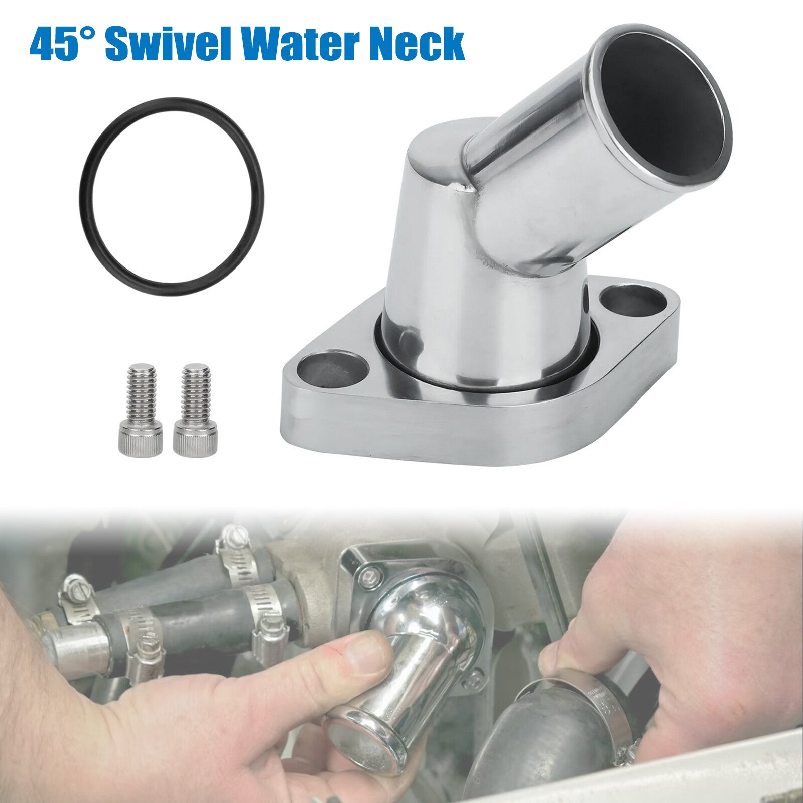 Aluminum Water Neck 45¡ã Swivel Polished for Chevy SBC BBC 327 350 396 454 Engine Q