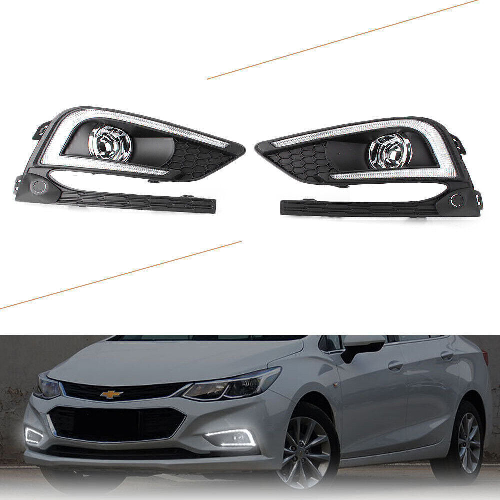 for Chevrolet for Cruze 2017-2018 2x LED White Daytime Running Light Fog Lamp Q