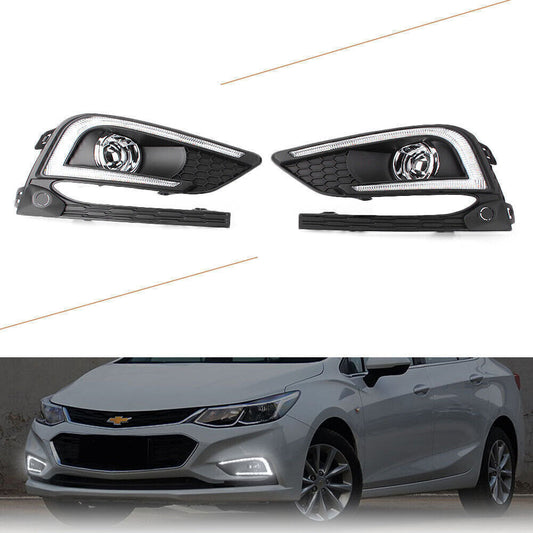 for Chevrolet for Cruze 2017-2018 2x LED White Daytime Running Light Fog Lamp Q