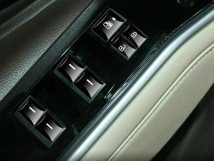 Black Window Door Lock Control Button Cover Trim for Toyota Highlander 2020-2023