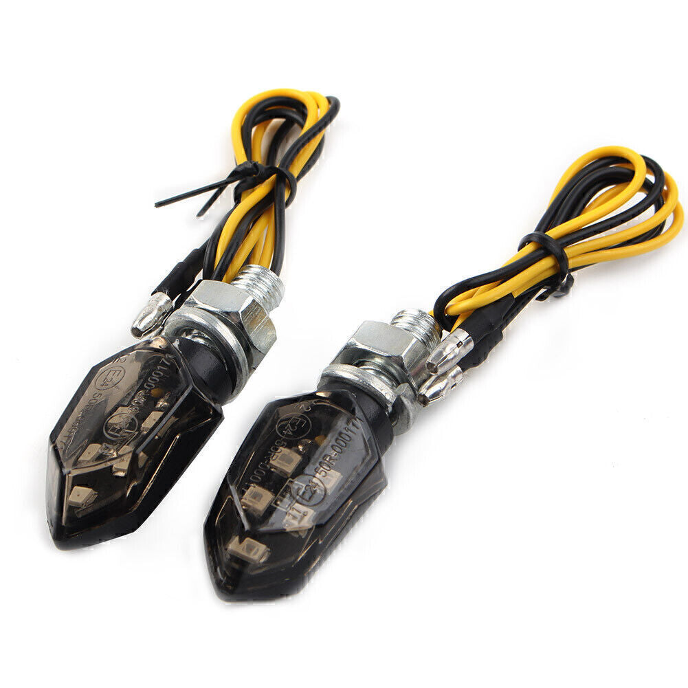 2X for Mini Motorcycle 12V LED Smoke Turn Signals Blinker Light Indicator Amber Lamp Q