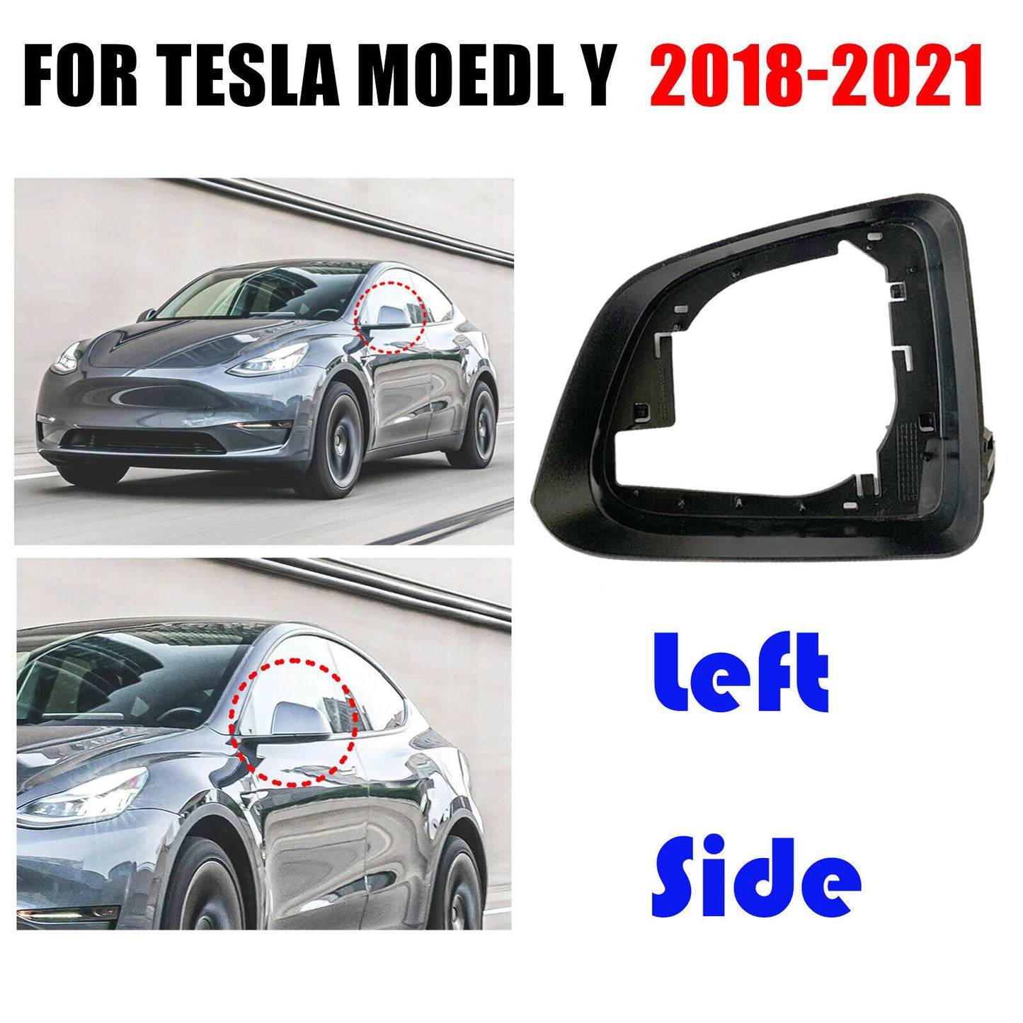 Left Driver Wing Door Mirror Cover Frame for 2018-2021 for Tesla for Model Y Q