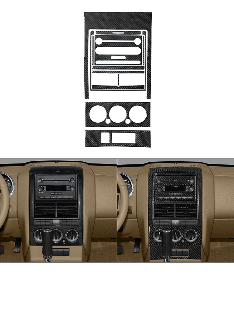 3Pcs Carbon Fiber Interior Gear Shift Panel Cover Trim for Audi Q7 2007-2015 v