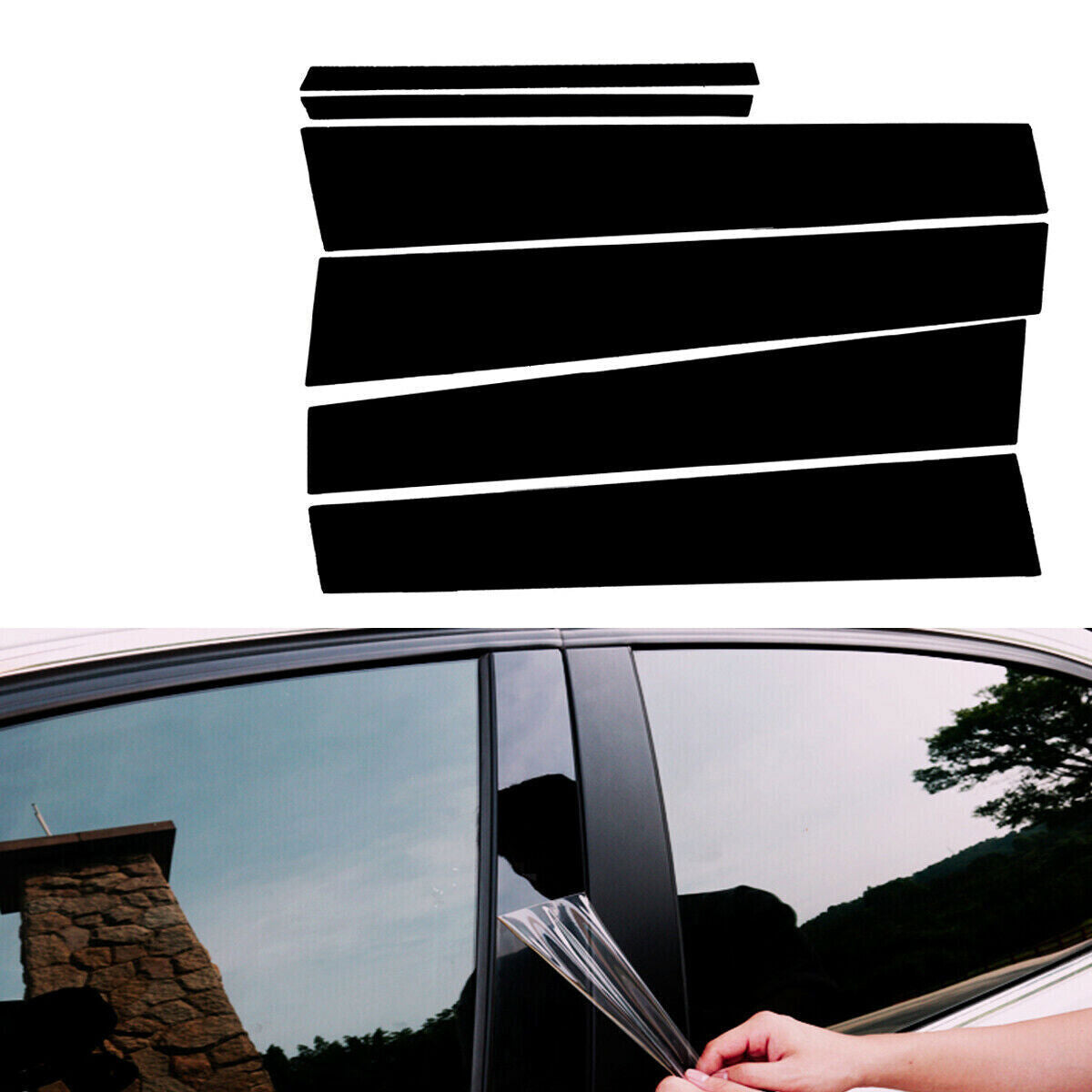 Black Pillar Posts for Toyota for Corolla 2009-13 6pc Set Door Trim Piano Cover Kit