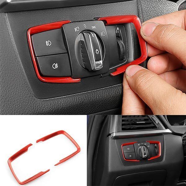 2PCS Frame Trim Red ABS Headlight Switch Control for BMW 3 4 Series GT 2013-2019