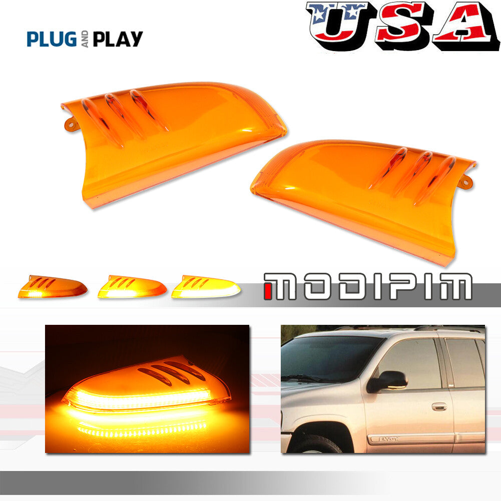 2pcs Amber LED Side Mirror Turn Signal Lights for Blazer for GMC Envoy for Buick - v