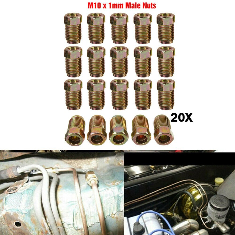 20x Brake Line Fittings Set/For 3/16-Tube Inverted Flares Metric End Union Nuts