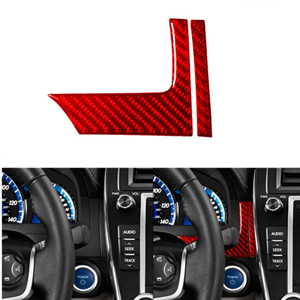 Red Carbon Fiber Digital Climate Control Cover Trim For Rogue 2014-2016 v